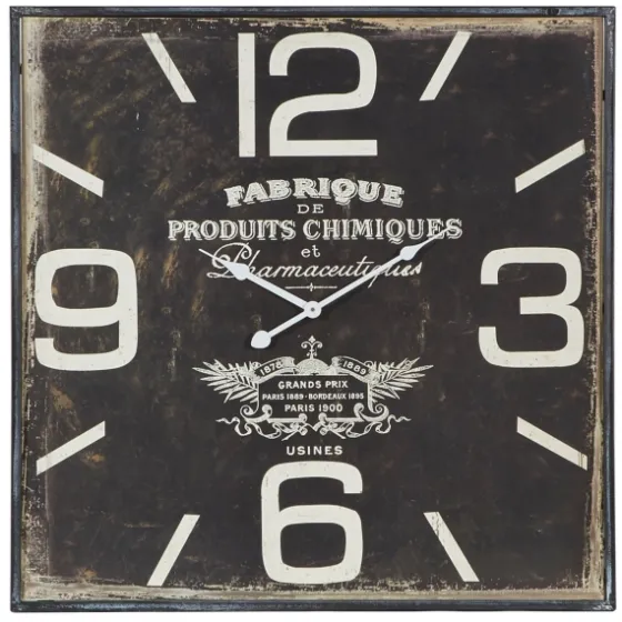Black Distressed Wood Face Square Clock-Kirkland's Home Outlet