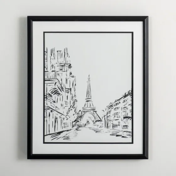 Black Eiffel Tower Sketch Framed Art Print-Kirkland's Home Clearance