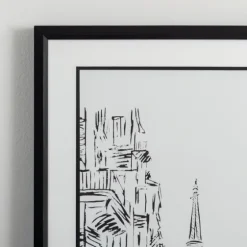 Black Eiffel Tower Sketch Framed Art Print-Kirkland's Home Clearance