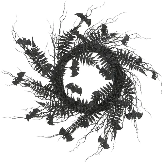 Black Fern Swirl Bats Halloween Wreath-Kirkland's Home Hot