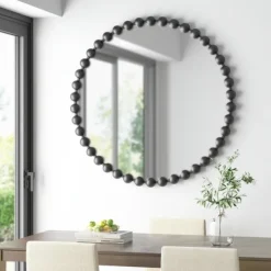Black Foiled Beaded Wall Mirror, 36 In.-Kirkland's Home Store