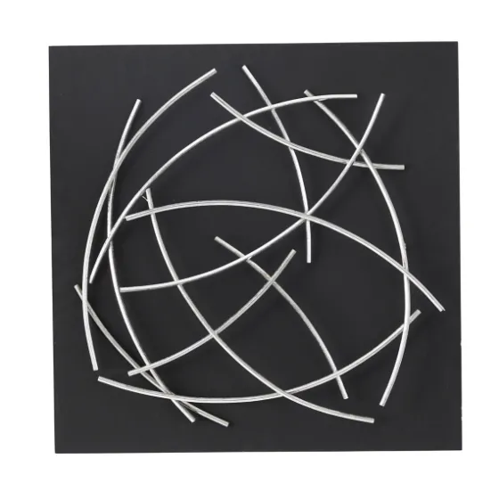 Black Frame Silver Abstract Lines Wall Plaque-Kirkland's Home Store