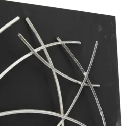 Black Frame Silver Abstract Lines Wall Plaque-Kirkland's Home Store