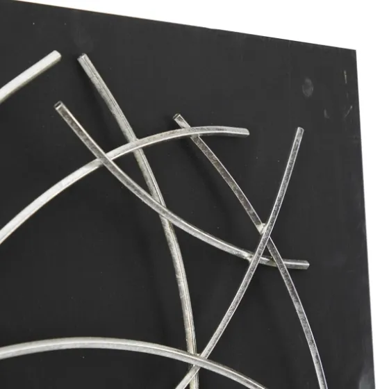 Black Frame Silver Abstract Lines Wall Plaque-Kirkland's Home Store