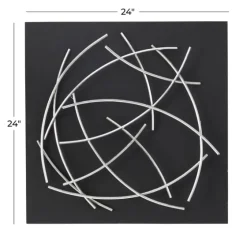 Black Frame Silver Abstract Lines Wall Plaque-Kirkland's Home Store