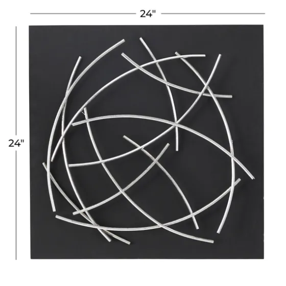 Black Frame Silver Abstract Lines Wall Plaque-Kirkland's Home Store