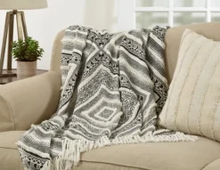 Black Geometric Diamond Throw-Kirkland's Home Store