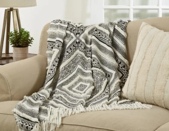 Black Geometric Diamond Throw-Kirkland's Home Store