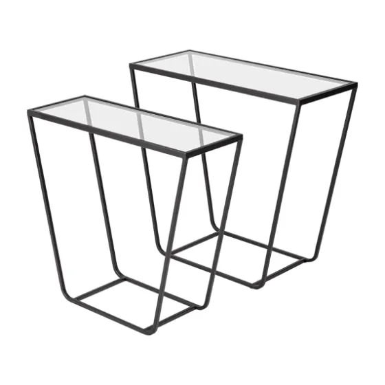 Black Geometric Nesting Accent Tables, Set Of 2-Kirkland's Home Sale