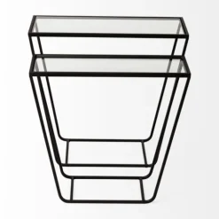 Black Geometric Nesting Accent Tables, Set Of 2-Kirkland's Home Sale