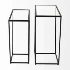 Black Geometric Nesting Accent Tables, Set Of 2-Kirkland's Home Sale