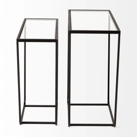 Black Geometric Nesting Accent Tables, Set Of 2-Kirkland's Home Sale