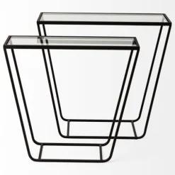Black Geometric Nesting Accent Tables, Set Of 2-Kirkland's Home Sale