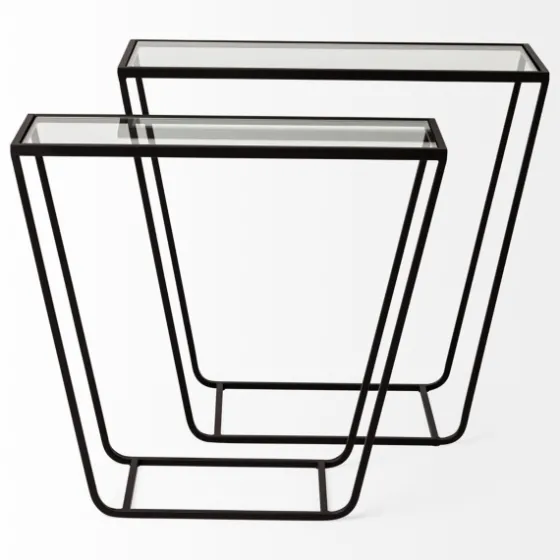 Black Geometric Nesting Accent Tables, Set Of 2-Kirkland's Home Sale