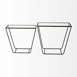 Black Geometric Nesting Accent Tables, Set Of 2-Kirkland's Home Sale