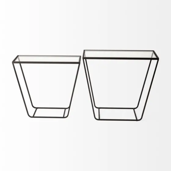Black Geometric Nesting Accent Tables, Set Of 2-Kirkland's Home Sale