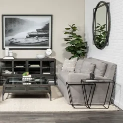 Black Geometric Nesting Accent Tables, Set Of 2-Kirkland's Home Sale