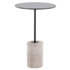 Black Glass And Concrete Round Accent Table-Kirkland's Home Store