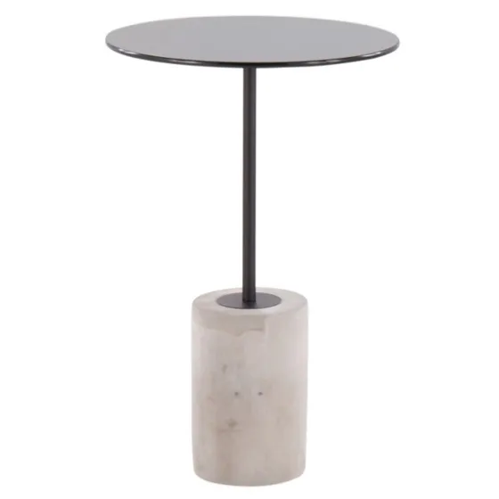 Black Glass And Concrete Round Accent Table-Kirkland's Home Store
