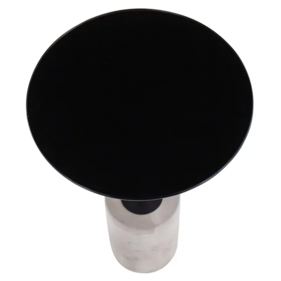 Black Glass And Concrete Round Accent Table-Kirkland's Home Store