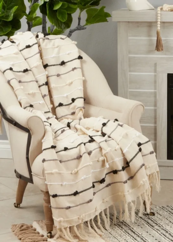 Black Gray Dot Striped Throw Blanket-Kirkland's Home Cheap