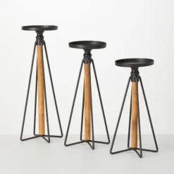 Black Hairpin 3-Pc. Pillar Candle Holder Set-Kirkland's Home New
