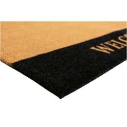 Black Hello Bold Stripe Coir Doormat, 30 In.-Kirkland's Home Hot