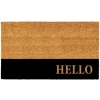 Black Hello Bold Stripe Coir Doormat, 24 In.-Kirkland's Home Discount