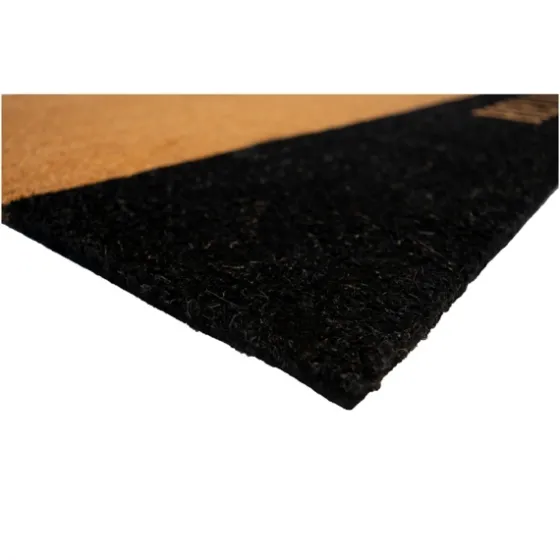 Black Hello Bold Stripe Coir Doormat, 24 In.-Kirkland's Home Discount