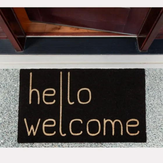 Black Hello Welcome Doormat-Kirkland's Home Discount