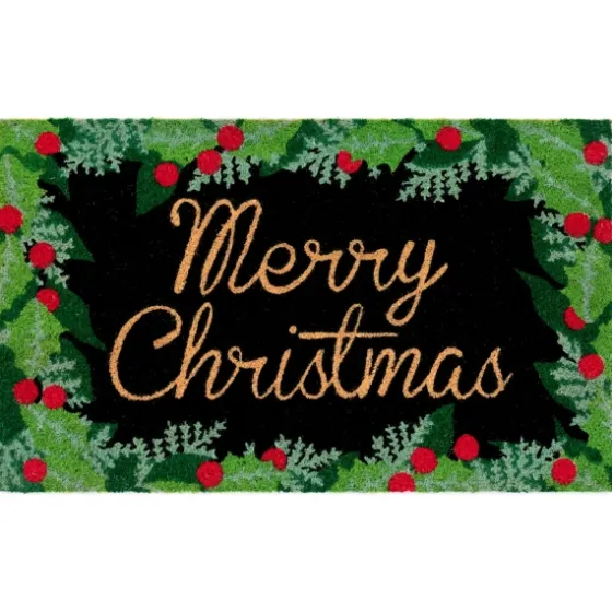 Black Holly Merry Christmas Doormat-Kirkland's Home Discount