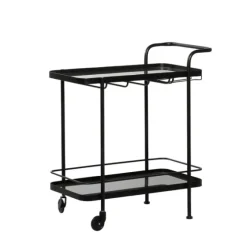 Black Iron And Glass Top Bar Cart-Kirkland's Home Cheap