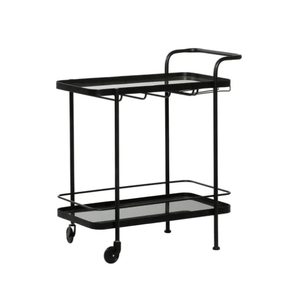 Black Iron And Glass Top Bar Cart-Kirkland's Home Cheap