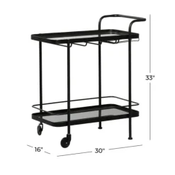 Black Iron And Glass Top Bar Cart-Kirkland's Home Cheap