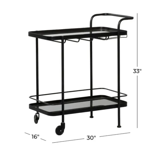 Black Iron And Glass Top Bar Cart-Kirkland's Home Cheap