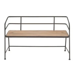 Black Iron And Wooden Seat Industrial Bench-Kirkland's Home Cheap