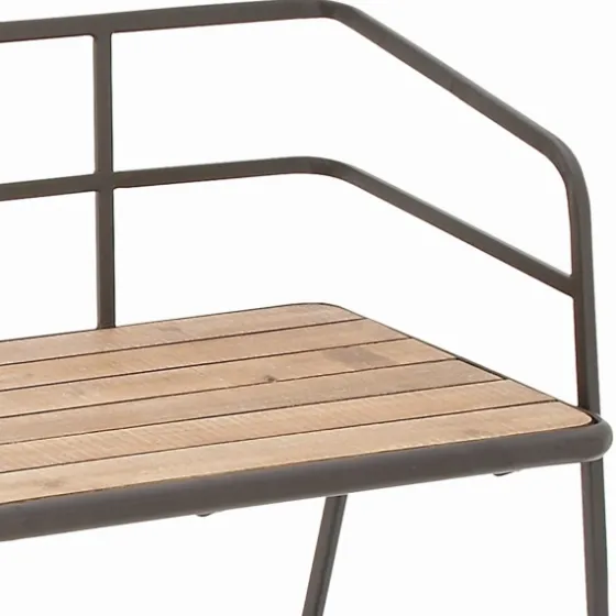Black Iron And Wooden Seat Industrial Bench-Kirkland's Home Cheap