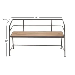 Black Iron And Wooden Seat Industrial Bench-Kirkland's Home Cheap