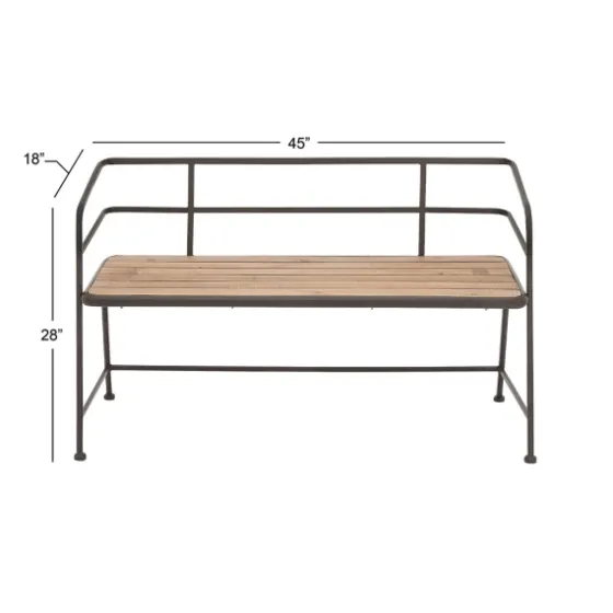 Black Iron And Wooden Seat Industrial Bench-Kirkland's Home Cheap
