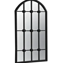 Black Iron Arched Windowpane Mirror-Kirkland's Home Discount