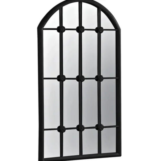 Black Iron Arched Windowpane Mirror-Kirkland's Home Discount