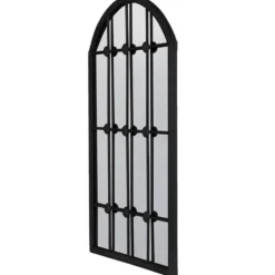 Black Iron Arched Windowpane Mirror-Kirkland's Home Discount