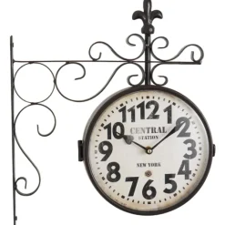Black Iron Double Sided Scroll Wall Clock-Kirkland's Home Sale