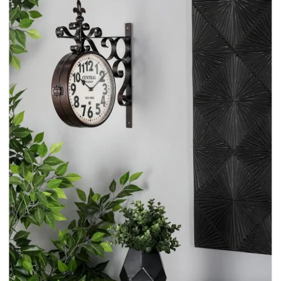 Black Iron Double Sided Scroll Wall Clock-Kirkland's Home Sale