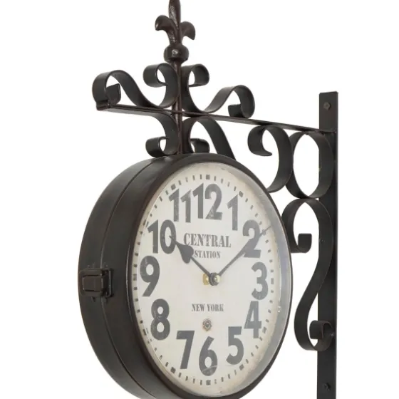 Black Iron Double Sided Scroll Wall Clock-Kirkland's Home Sale