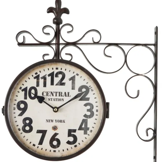 Black Iron Double Sided Scroll Wall Clock-Kirkland's Home Sale