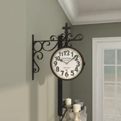 Black Iron Double Sided Scroll Wall Clock-Kirkland's Home Sale
