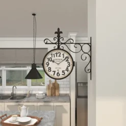Black Iron Double Sided Scroll Wall Clock-Kirkland's Home Sale