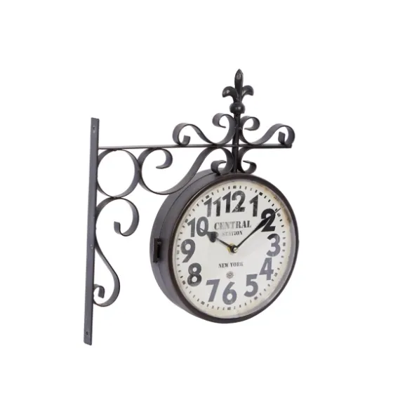 Black Iron Double Sided Scroll Wall Clock-Kirkland's Home Sale