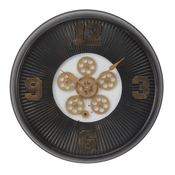 Black Iron Frame Bronze Numeral Wall Clock-Kirkland's Home Discount